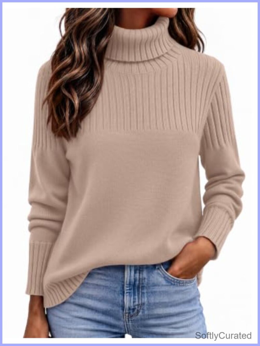 Zeagoo Turtleneck Sweater Ribbed Knit Pullover Fall Winter Casual Top